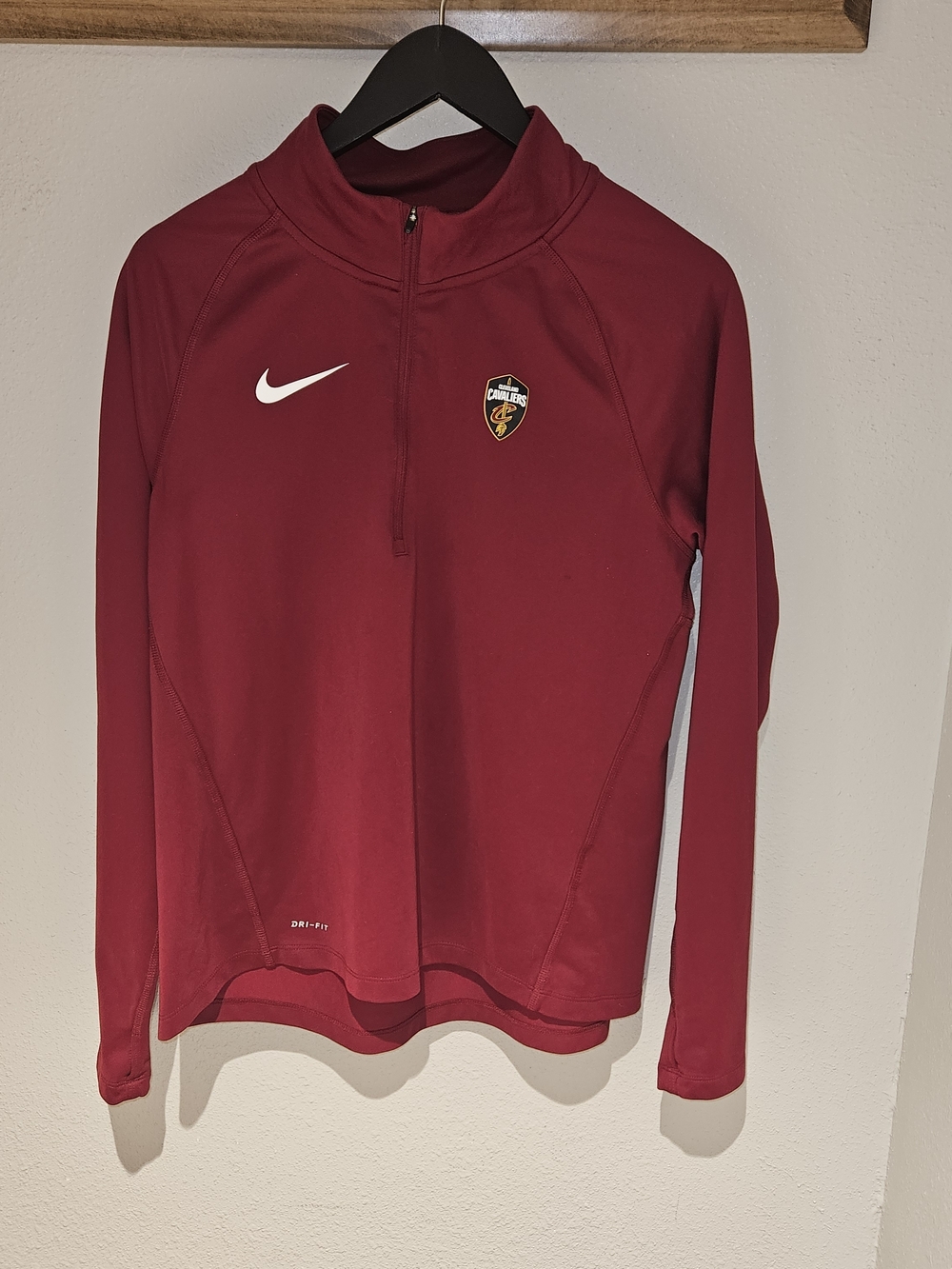 Nike Burgundy 1/4 Zip Pullover with Patch Logo Cleveland Cavaliers